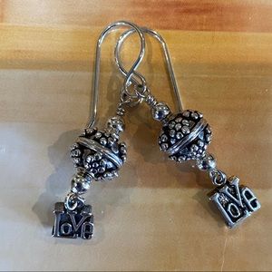 LOVE ❤️ Sterling Silver NWOT Earrings Bali Beads